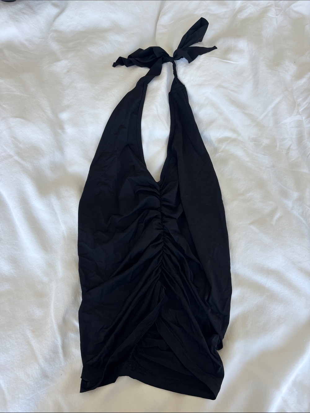 DNA couture Black Ruched Halter Tie-Neck Camisole Top